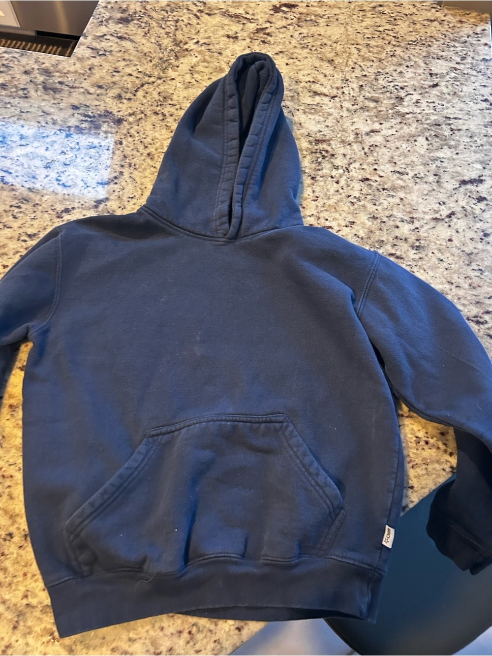 Bro Denim Navy Hooded Pullover Sweatshirt with Nantucket on the back and 1 patch